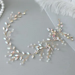 Bridal crystal hair vine gold rhinestone headband wedding hair accessories for women styling