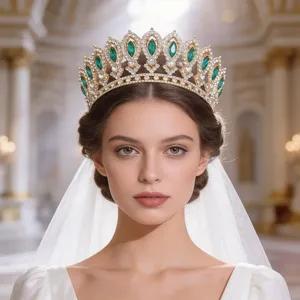 Baroque Luxurious Rhinestone Bridal Crown Full Round Tiara Wedding Headpiece For Women Banquet Party Hair Accessories Dress Jewelry