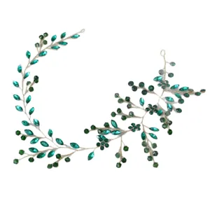 Green Crystal Rhinestone Vine Hair Band Elegant Bridal Wedding Hair Accessory Styling