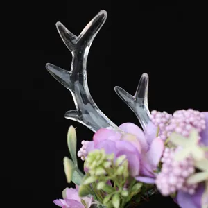 Forest style deer antler flower headband fairy Christmas holiday hair accessory detail shot