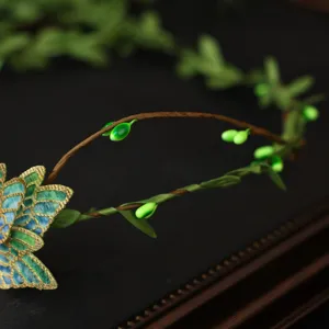 Märchenhafter Elfen Haarreif grünes Blatt Blumenkrone retro Haarschmuck für Frauen