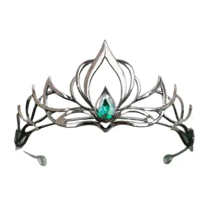 Corona da fata scura retro con strass verde, perfetta per Halloween e feste cosplay.