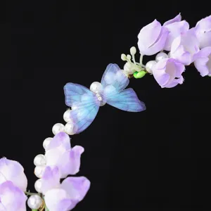 Handmade Pearl Butterfly Flower Headband Bridal Wedding Hair Accessory Hairband.