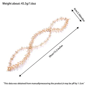 Elegant double layer bridal crystal pearl hair vine headband, wedding hair accessories 39cm length.