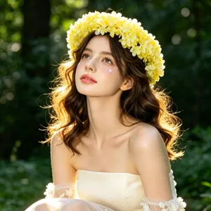 Forest Style Simulation Hydrangea Flower Wreath Headband Bridal Headpiece Wedding Hair Accessory Handmade Floral Garland