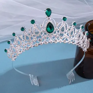 Crystal bridal tiara hair comb, silver rhinestone crown wedding party hair accessory.