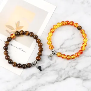 Couple magnetic stone beaded bracelets matching jewelry set for lovers best friends stylish