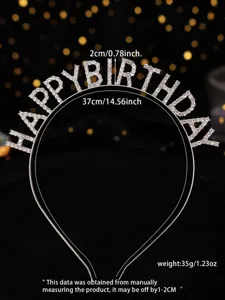 Birthday party rhinestone letter headband sparkly crystal hair hoop elegant celebration hair accessory
