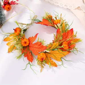Bandeau floral citrouille feuille d'érable d'automne pour femme fête vacances cheveux chic