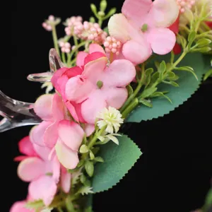 Forest style deer antler floral headband, fairy Christmas party hair accessories detail view.