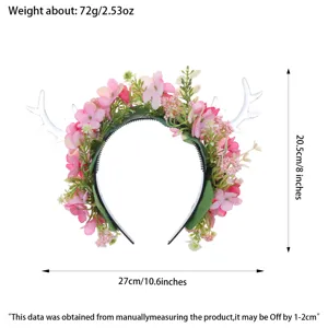 Detailed dimensions and weight specifications of the forest style reindeer flower headband.