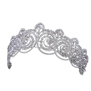 Europese luxe strass bruid prinses kroon tiara sprankelende bruiloft haaraccessoire