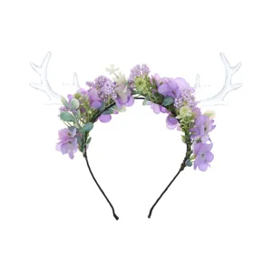 Floral deer antler headband for Christmas festival party and fairy dress up, forest style.