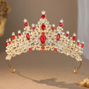 Bridal gold rhinestone tiara crown princess wedding hair accessory elegant hair jewelry