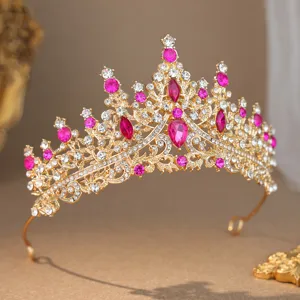 Exquisite gold rhinestone tiara princess crown for bridal wedding birthday party hair accessories