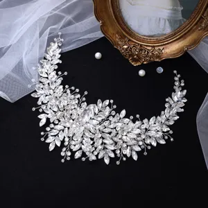 Serre-tête de mariage en strass cristal fait main pour coiffe élégante de mariée.