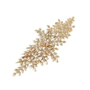 Gold leaf bridal hair accessory rhinestone crystal headband wedding updo hair vine piece
