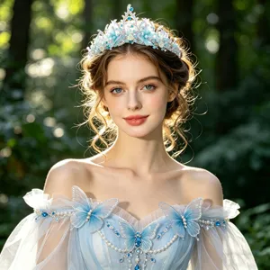 Ocean Style Princess Crown Tiara Alloy Rhinestone Shell Butterfly Headband Bridal Wedding Hair Accessories For Women Party Jewelry
