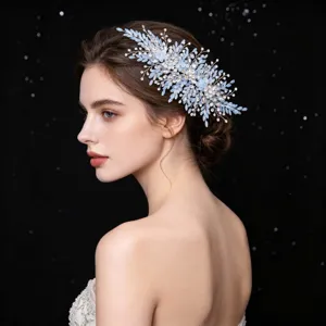 Handmade Bridal Hair Vine Sparkling Rhinestone Artificial Pearl Wedding Headpiece Elegant Western Luxury Prom Party Hair Accessories For Women
