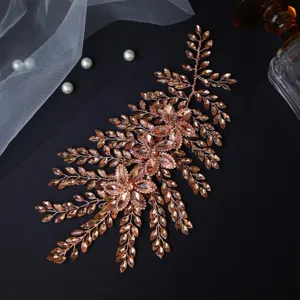 Bridal rhinestone hair vine wedding crystal headpiece handmade leaf hair accessory for women