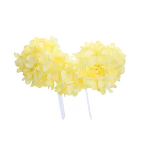 Yellow artificial hydrangea floral hair accessory bridal wedding hair wreath headpiece.