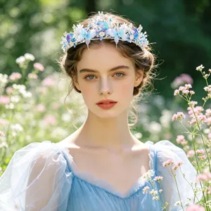 Ocean style princess crown bridal headband with rhinestones and shells for wedding dress