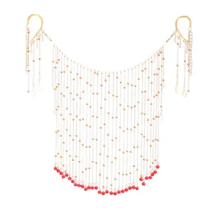 Exotic gold tassel face chain jewelry fringe mask for party festival nightclub outfit
