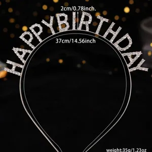 Rhinestone Happy Birthday Headband Party Hair Hoops Sparkling Birthday Tiara Hair Accessories