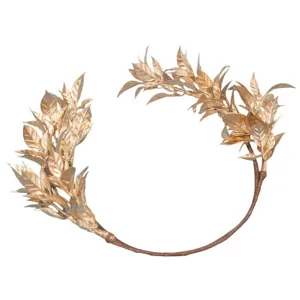 Gold leaf bridal hair wreath headband wedding hair accessories handmade braided hair vine.