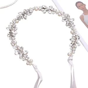 Bridal rhinestone headband luxury leaf crystal hair hoop wedding hair accessories for women