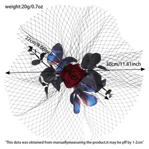 Gotisch Retro Rose Blume Netz Haarklammer Dunkelstil Halloween Cosplay Party Kopfbedeckung