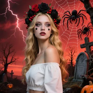 Halloween Simulation Rose Blume Girlande Haarband Dunkle Gotik Party Kopfschmuck Künstliche Blumenkranz Schmetterling Haarschmuck