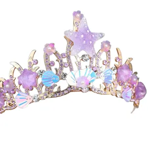 Handmade Starfish Shell Crown Tiara Sparkling Rhinestone Princess Hair Accessory Main