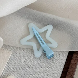 Cute light blue star hairpin duckbill clip for sweet girls bangs styling accessory daily wear