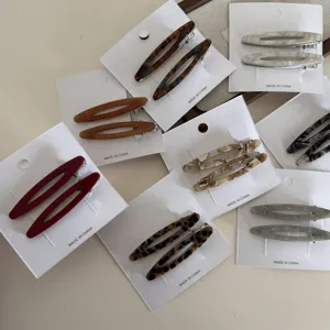 Elegant oval acetate hair clips marble pattern hairpins duckbill side clips women accessories
