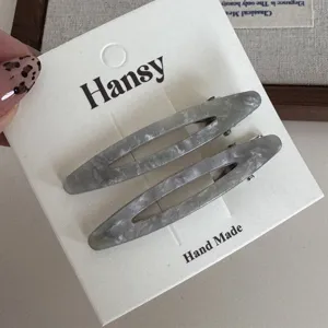 Stylish grey marble pattern oval hair clips duckbill hair clips elegant minimalist hair accessories