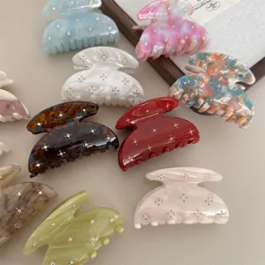 Candy Color Korean Acetate Hair Claw Clip Medium Half Circle Retro Simple Cute Colorful Hair Accessories For Women Styling