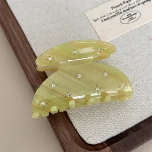 Acetate hair claw clip with rhinestones, candy color retro hair accessory for women daily wear.