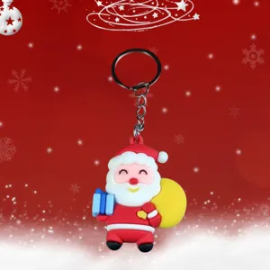 Porte-clés mignon en caoutchouc Père Noël, pendentif de sac de fête et cadeau de vacances.