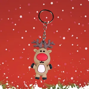 Porte-clés renne de Noël en caoutchouc mignon dessin animé sac pendentif cadeau de fête