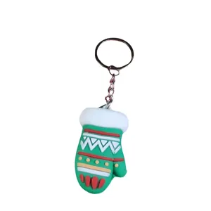 Porte-clés mitaine en silicone de Noël charmant pendentif de sac de vacances métal