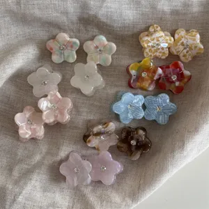 Mini Morsetti Capelli Piccole Mollette Fiori Colore Gelatina Strass Accessori Capelli Per Donne Ragazze Styling
