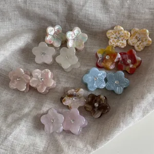 Mollette per capelli mini fiore con strass colore gelatina estiva trasparente forcine per frangia