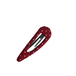 Red polka dot fabric snap hair clip, cute Korean style sweet bangs clip for women.