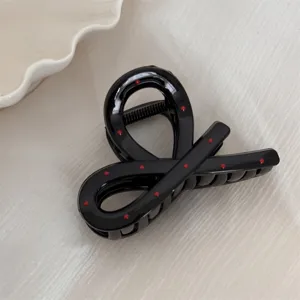 Pince à cheveux noire mignonne de style japonais avec des points rouges accessoire de mode