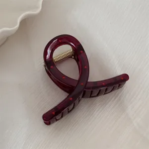 Japonais mignon bordeaux polka dot pince à cheveux pour femmes accessoire élégant