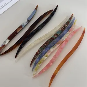 Handmade Cellulose Acetate Hair Stick Vintage Marble Pattern Hairpin Elegant Hair Styling Accessory For Women