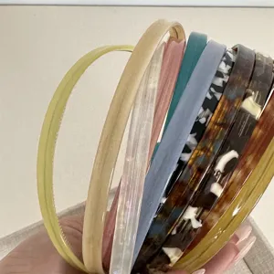 Colorful acetate hair hoops set, wide non-slip teeth headbands for women daily hair styling.