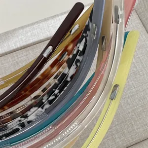 Colorful acetate hair hoops with anti-slip teeth, stylish wide headbands for women daily wear.