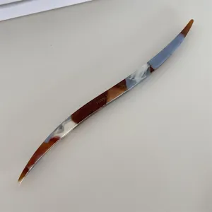 Acetate hair stick for women, elegant marbled design hair pin for buns and daily styling.